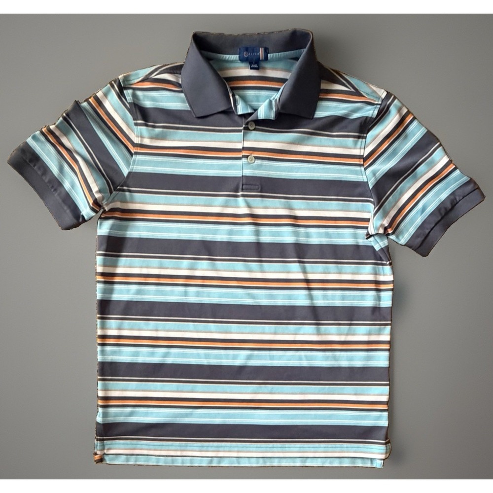 Stitch Golf Short Sleeve Polo Shirt Blue Orange Logo Stretch Modern Small JBHS